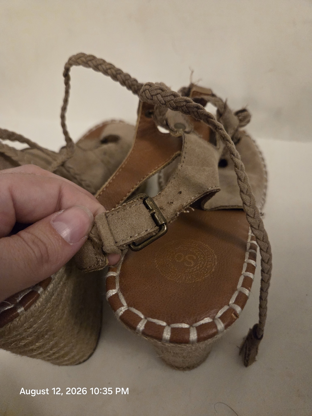 SO Taupe Suede Lace-Up Espadrille Wedges - Picture 5 of 7